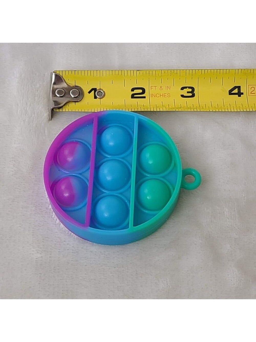 Mini Pop It Keychain Fidget Toy Round Silicone Push Bubble Sensory 2.75" - Picture 5 of 5